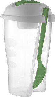 Salad container with cup and fork. 2. picture