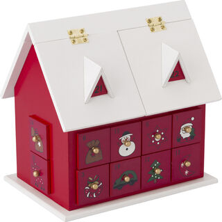 Wooden house advent calendar with drawers