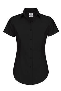 Ladies` Black Tie Elastane Short Sleeve Poplin 3. pilt