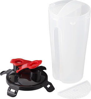 Plastic protein shaker (350ml) with two compartments.